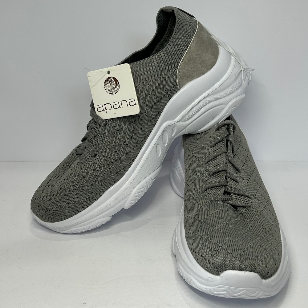 Apana Trainee Womens 8M Grey Knit Chunky Platform Sneakers AF9977 New